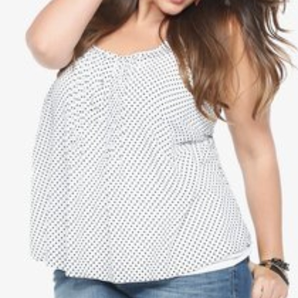 Ivory & Black Flocked Swiss Dot Chiffon Tank Top